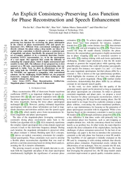 An Explicit Consistency-Preserving Loss Function for Phase
  Reconstruction and Speech Enhancement