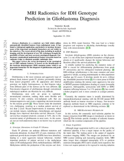 MRI Radiomics for IDH Genotype Prediction in Glioblastoma Diagnosis