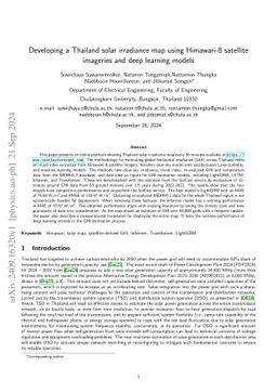 Developing a Thailand solar irradiance map using Himawari-8 satellite
  imageries and deep learning models