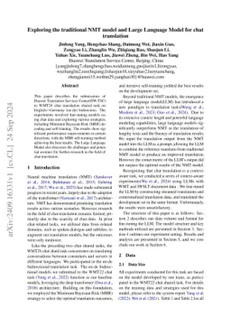 Exploring the traditional NMT model and Large Language Model for chat
  translation