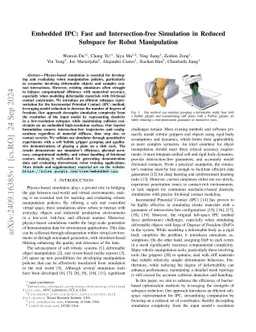 Embedded IPC: Fast and Intersection-free Simulation in Reduced Subspace
  for Robot Manipulation