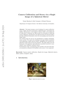 Camera Calibration and Stereo via a Single Image of a Spherical Mirror