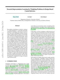 Towards Representation Learning for Weighting Problems in Design-Based
  Causal Inference