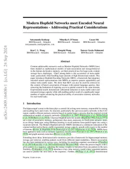 Modern Hopfield Networks meet Encoded Neural Representations --
  Addressing Practical Considerations