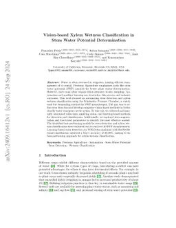 Vision-based Xylem Wetness Classification in Stem Water Potential
  Determination
