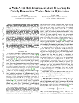 A Multi-Agent Multi-Environment Mixed Q-Learning for Partially Decentralized Wireless Network Optimization