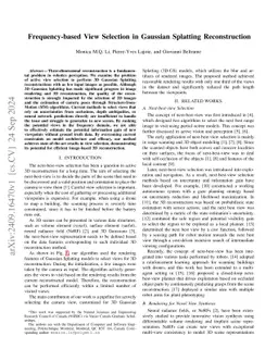 Frequency-based View Selection in Gaussian Splatting Reconstruction