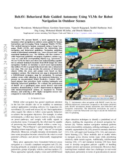 BehAV: Behavioral Rule Guided Autonomy Using VLMs for Robot Navigation
  in Outdoor Scenes