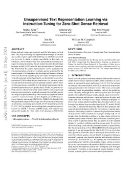 Unsupervised Text Representation Learning via Instruction-Tuning for
  Zero-Shot Dense Retrieval