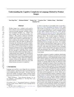 Understanding the Cognitive Complexity in Language Elicited by Product
  Images