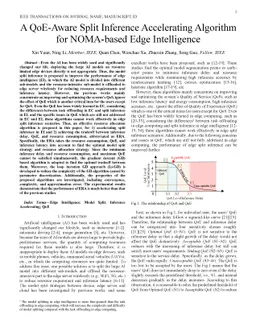 A QoE-Aware Split Inference Accelerating Algorithm for NOMA-based Edge
  Intelligence