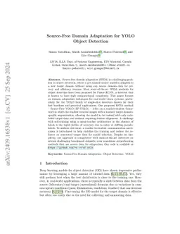 Source-Free Domain Adaptation for YOLO Object Detection