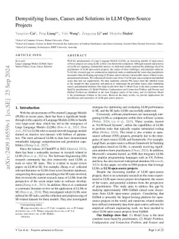 Demystifying Issues, Causes and Solutions in LLM Open-Source Projects