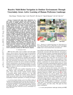 Reactive Multi-Robot Navigation in Outdoor Environments Through
  Uncertainty-Aware Active Learning of Human Preference Landscape
