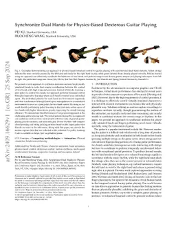 Synchronize Dual Hands for Physics-Based Dexterous Guitar Playing