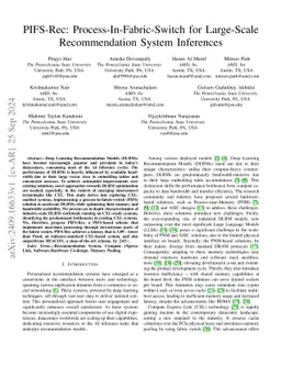 PIFS-Rec: Process-In-Fabric-Switch for Large-Scale Recommendation System
  Inferences