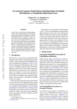 Pre-trained Language Models Return Distinguishable Probability
  Distributions to Unfaithfully Hallucinated Texts