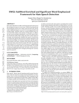 SWE2: SubWord Enriched and Significant Word Emphasized Framework for
  Hate Speech Detection