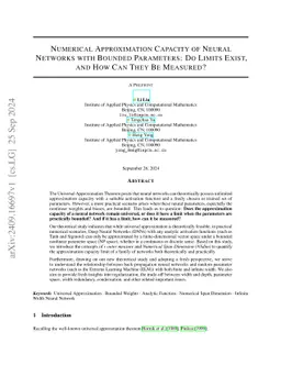 Numerical Approximation Capacity of Neural Networks with Bounded
  Parameters: Do Limits Exist, and How Can They Be Measured?