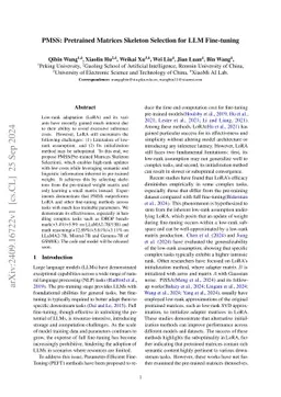 PMSS: Pretrained Matrices Skeleton Selection for LLM Fine-tuning