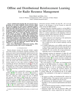 Offline and Distributional Reinforcement Learning for Radio Resource Management