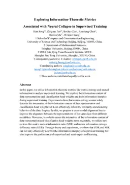 Exploring Information-Theoretic Metrics Associated with Neural Collapse in Supervised Training