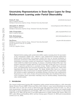 Uncertainty Representations in State-Space Layers for Deep Reinforcement Learning under Partial Observability