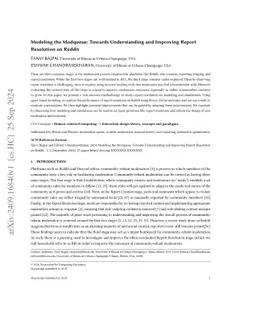 Modeling the Modqueue: Towards Understanding and Improving Report
  Resolution on Reddit