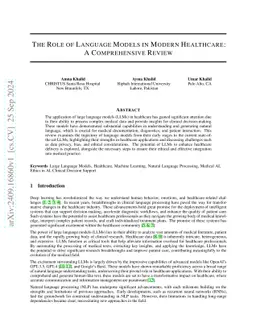 The Role of Language Models in Modern Healthcare: A Comprehensive Review