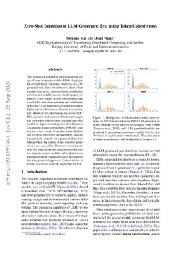 Zero-Shot Detection of LLM-Generated Text using Token Cohesiveness