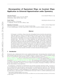 Decomposition of Equivariant Maps via Invariant Maps: Application to
  Universal Approximation under Symmetry