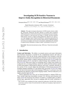 Investigating OCR-Sensitive Neurons to Improve Entity Recognition in
  Historical Documents