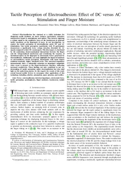 Tactile Perception of Electroadhesion: Effect of DC versus AC
  Stimulation and Finger Moisture