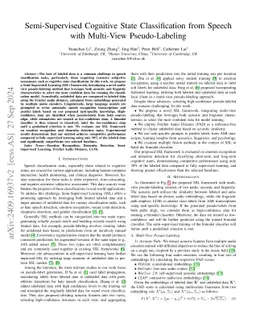 Semi-Supervised Cognitive State Classification from Speech with Multi-View Pseudo-Labeling