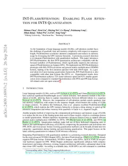 INT-FlashAttention: Enabling Flash Attention for INT8 Quantization