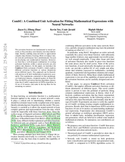 CombU: A Combined Unit Activation for Fitting Mathematical Expressions
  with Neural Networks