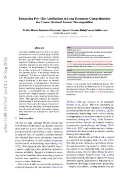 Enhancing Post-Hoc Attributions in Long Document Comprehension via
  Coarse Grained Answer Decomposition