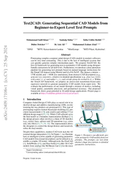 Text2CAD: Generating Sequential CAD Models from Beginner-to-Expert Level
  Text Prompts