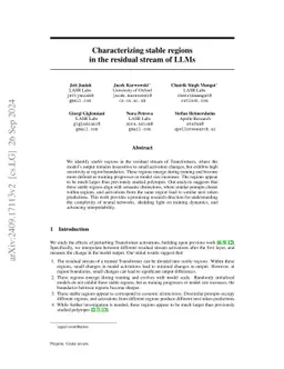 Characterizing stable regions in the residual stream of LLMs