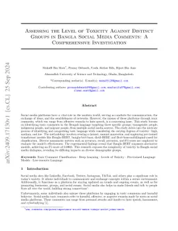 Assessing the Level of Toxicity Against Distinct Groups in Bangla Social
  Media Comments: A Comprehensive Investigation