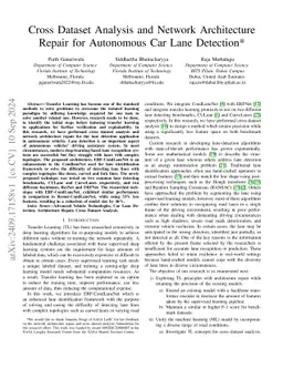 Cross Dataset Analysis and Network Architecture Repair for Autonomous
  Car Lane Detection