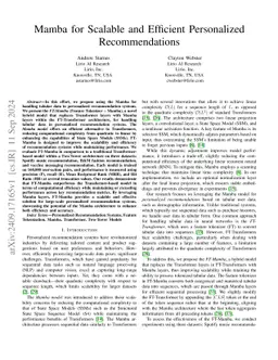 Mamba for Scalable and Efficient Personalized Recommendations