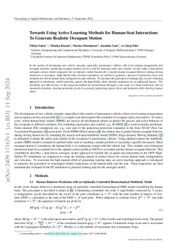 Towards Using Active Learning Methods for Human-Seat Interactions To
  Generate Realistic Occupant Motion