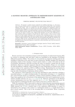 A random measure approach to reinforcement learning in continuous time