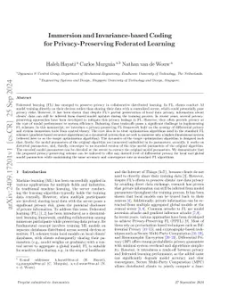 Immersion and Invariance-based Coding for Privacy-Preserving Federated
  Learning
