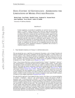 Data-Centric AI Governance: Addressing the Limitations of Model-Focused
  Policies