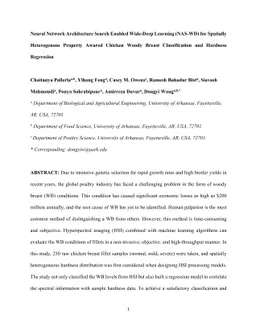 Neural Network Architecture Search Enabled Wide-Deep Learning (NAS-WD)
  for Spatially Heterogenous Property Awared Chicken Woody Breast
  Classification and Hardness Regression
