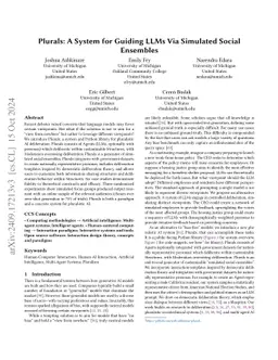 Plurals: A System for Guiding LLMs Via Simulated Social Ensembles