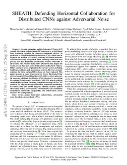 SHEATH: Defending Horizontal Collaboration for Distributed CNNs against
  Adversarial Noise