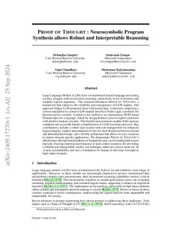 Proof of Thought : Neurosymbolic Program Synthesis allows Robust and
  Interpretable Reasoning